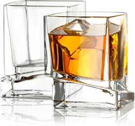 【中古】JoyJolt Carre Square Scotch Glasses, Old Fashioned Whiskey Glasses 300ml, Ultra Clear Whiskey Glass for Bourbon and Liquor Set Of 2 Gla