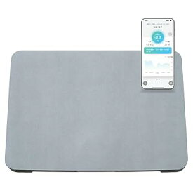 【中古】(非常に良い)スマートバスマット グレー 体重計 ダイエット 体重管理 お風呂上がりに乗るだけ 速乾性 洗濯可 ソフト珪藻土マット スマホ アプリ Wi-Fi USB充
