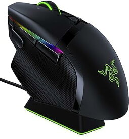 【中古】Razer(レイザー) Basilisk Ultimate ゲーミングマウス 高速無線 11ボタン チルトスイッチ Focus+センサー 20000DPI 充電スタンド Chroma RZ01-03