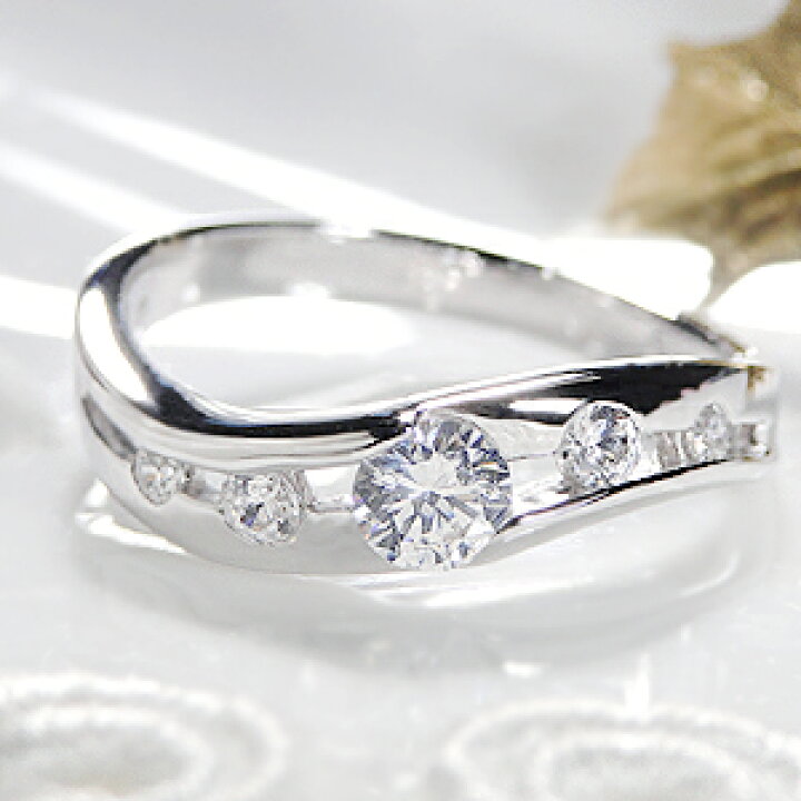楽天市場】pt900【0.5ct】ダイヤモンド ウェーブ リング【送料無料 