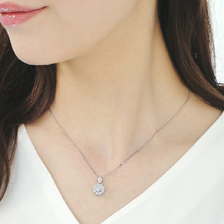 楽天市場】pt900【1.00ct】フラワー ダイヤモンド ネックレス 