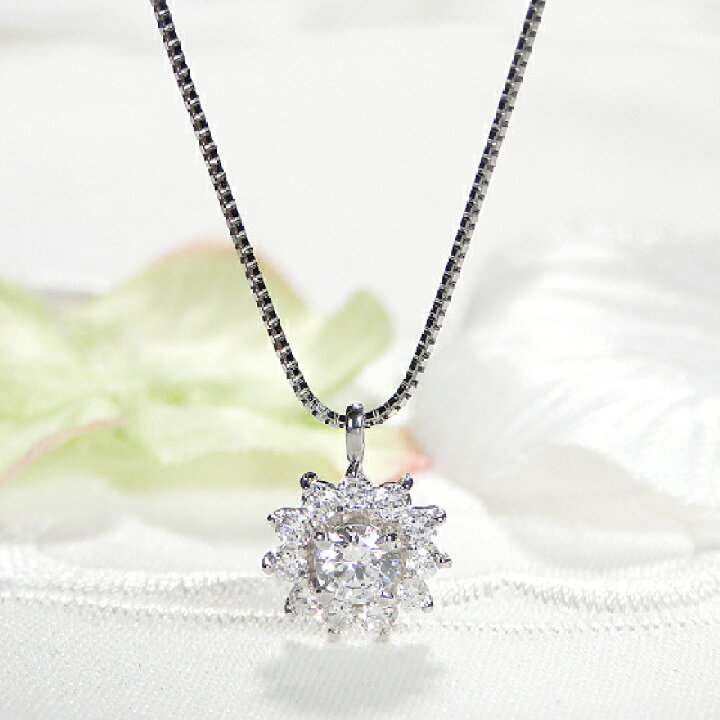 楽天市場】pt900【0.70ct】フラワー ダイヤモンド ネックレス 