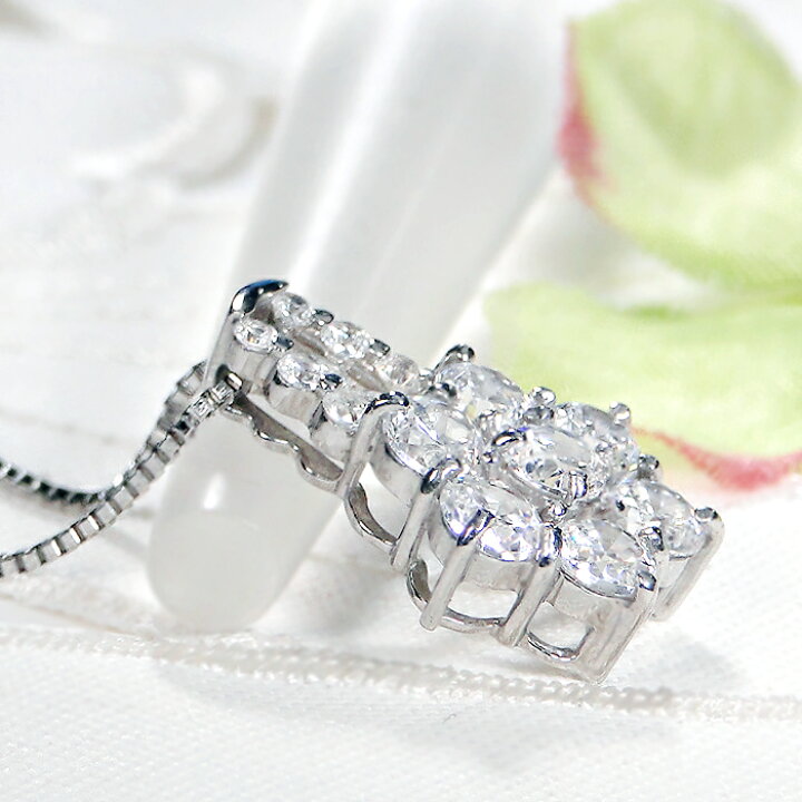 楽天市場】pt900【2.0ct】フラワー ダイヤモンド ネックレスフラワー 