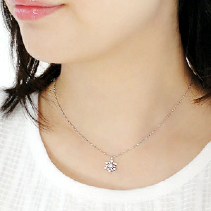 楽天市場】K18WG【0.3ct】雪の結晶 ダイヤモンド ネックレス 