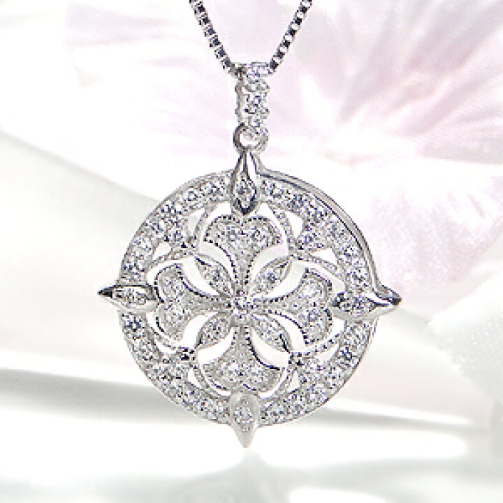 楽天市場】pt900【0.5ct】アンティーク風 ダイヤモンド ネックレス 