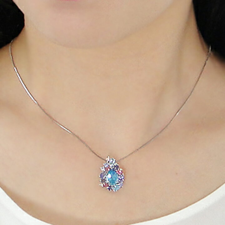 楽天市場】K18WG ブルートパーズ ダイヤモンド ネックレスネックレス 