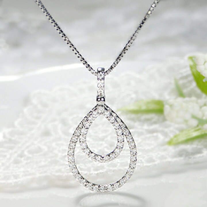 楽天市場】K18WG【0.5ct】ティアドロップ モチーフ 2連 ダイヤモンド 