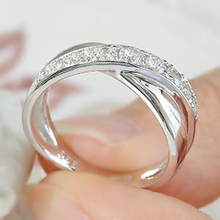 楽天市場】pt900【0.5ct】ダイヤモンド クロス リング 