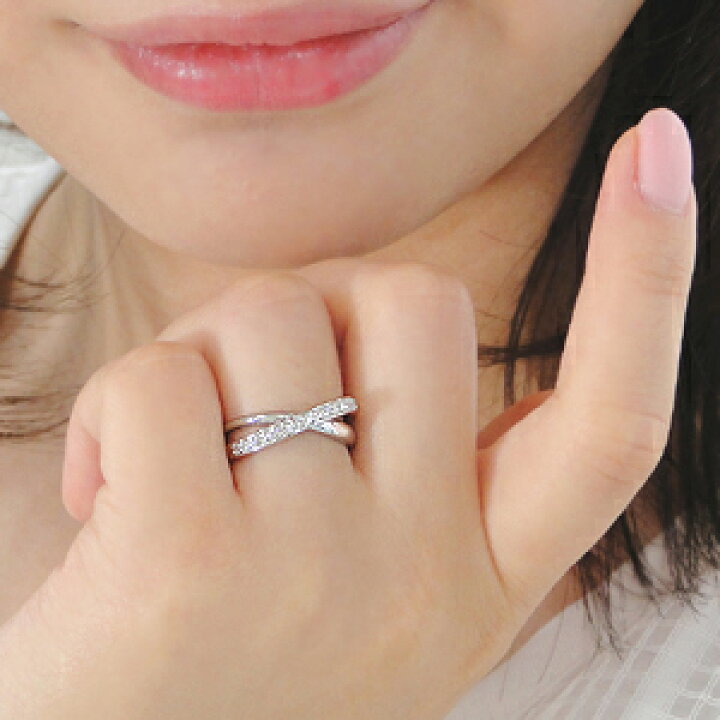 楽天市場】K18WG【0.2ct】ダイヤモンド クロス リング指輪 リング 