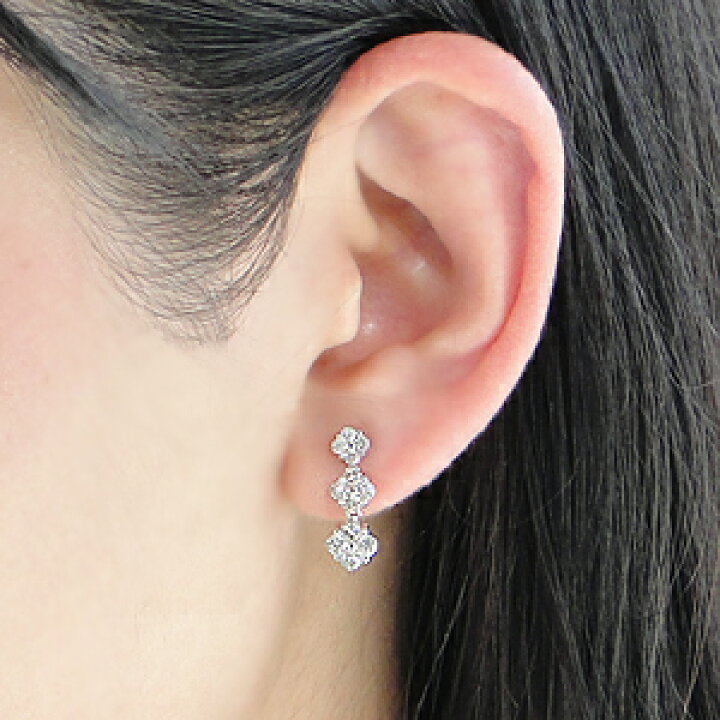 楽天市場】K18WG【1.0ct】フラワー ダイヤモンド ピアスダイヤピアス  