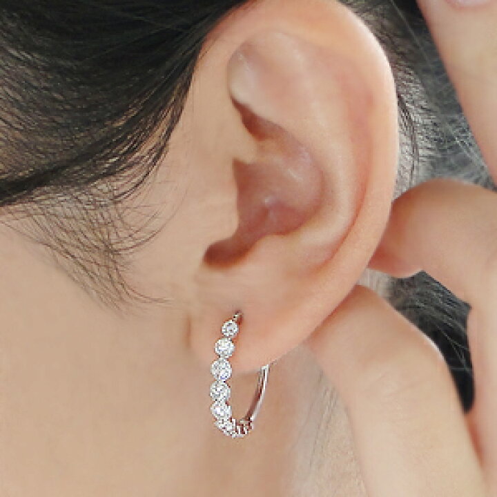 楽天市場】pt900【1.0ct】ダイヤモンド フープピアスジュエリー ピアス 