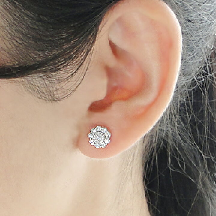 楽天市場】pt900【1.0ct】フラワー ダイヤモンド ピアスダイヤピアス  
