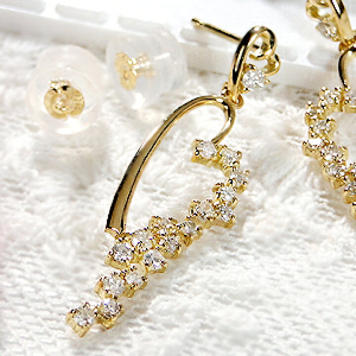 楽天市場】K18YG【0.5ct】ハート ダイヤモンド ピアスダイヤピアス 
