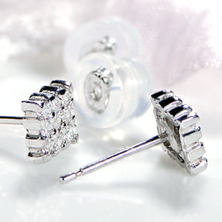 楽天市場】K18WG【0.2ct】スクエア パヴェ ダイヤモンド ピアスダイヤ 