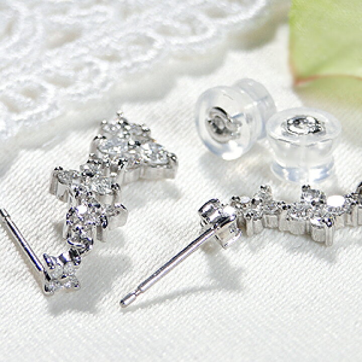 楽天市場】Pt900【1.0ct】フラワーモチーフ ダイヤモンド ピアスロング 