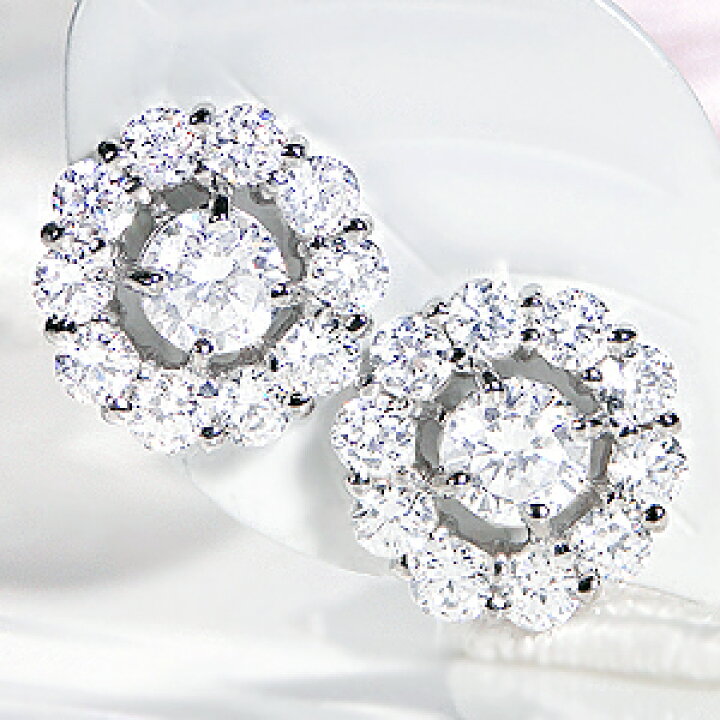 楽天市場】Pt900【2.0ct】ダイヤモンド フラワー ピアスダイヤピアス  
