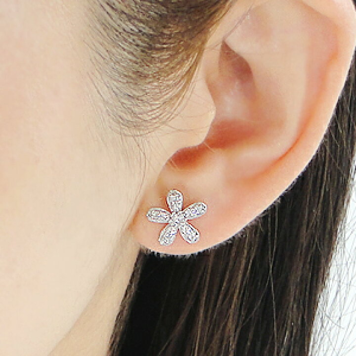 楽天市場】Pt900【0.50ct】フラワーモチーフ ダイヤモンド ピアス 