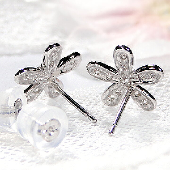 楽天市場】Pt900【0.50ct】フラワーモチーフ ダイヤモンド ピアス  
