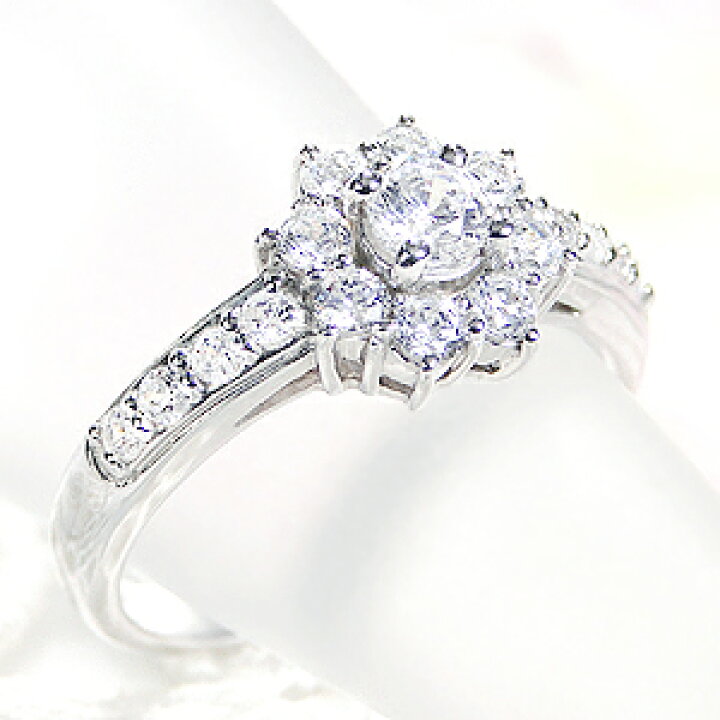 楽天市場】pt900【0.7ct】エレガンス フラワー ダイヤモンド リング 
