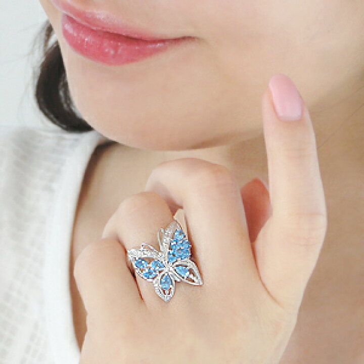 楽天市場】K18WG ブルートパーズ バタフライ リングアクセサリー 