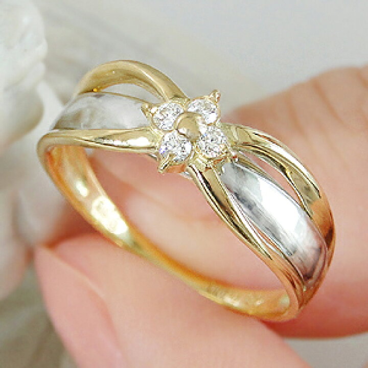 楽天市場】Pt900/K18YG【0.16ct】ダイヤモンド コンビ リング 