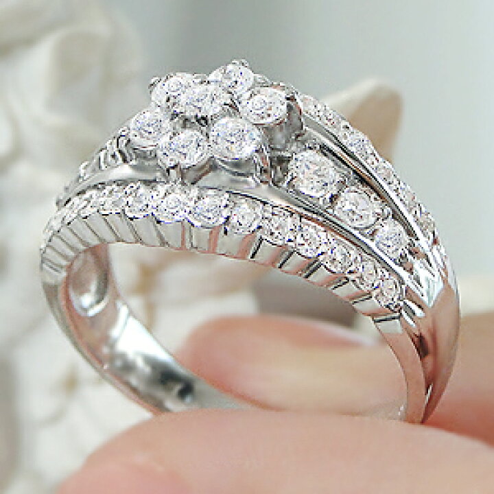 楽天市場】pt900【0.8ct】フラワー ダイヤモンド リング【送料無料  
