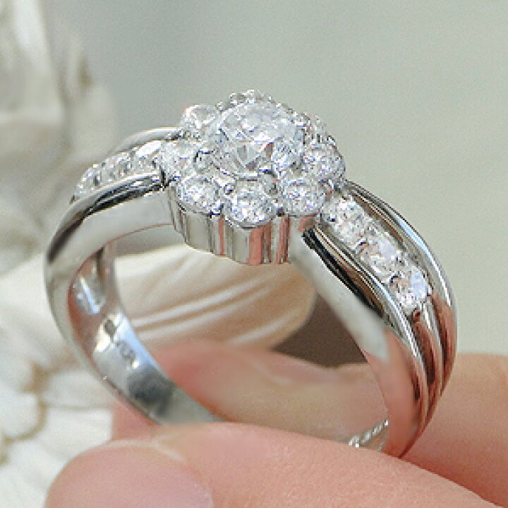 楽天市場】pt900【0.80ct】フラワー ダイヤモンド リングレディース 