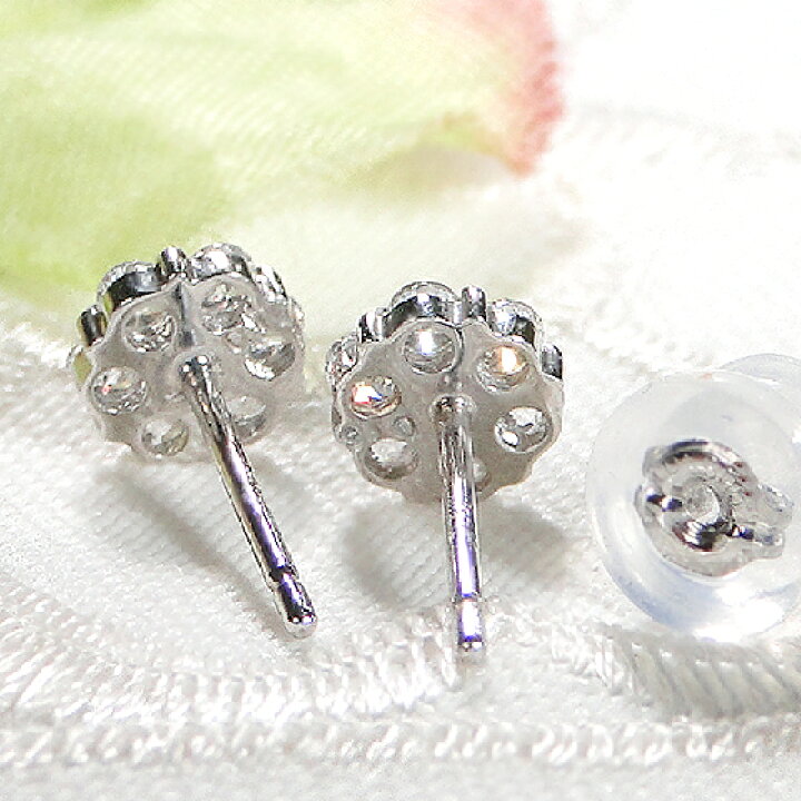 楽天市場】Pt900【0.30ct】フラワーモチーフ ダイヤモンド ピアス 