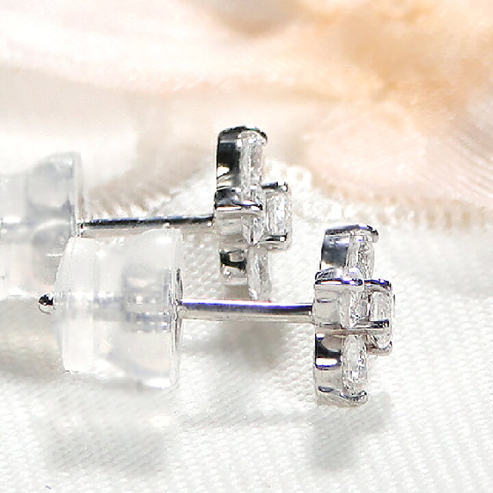 楽天市場】Pt900【0.50ct】フラワーモチーフ ダイヤモンド ピアス 