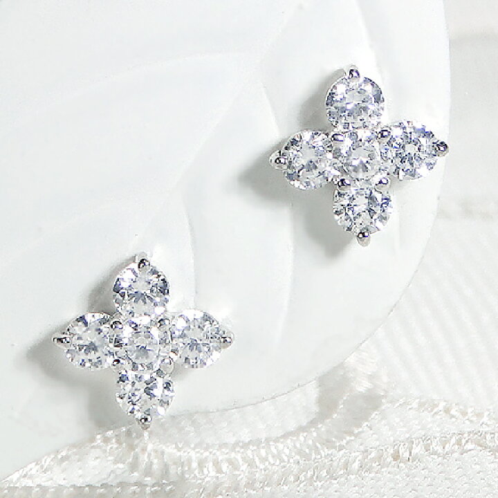 楽天市場】Pt900【0.50ct】フラワーモチーフ ダイヤモンド ピアス 