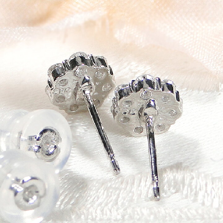 楽天市場】Pt900【0.50ct】フラワーモチーフ ダイヤモンド ピアス 
