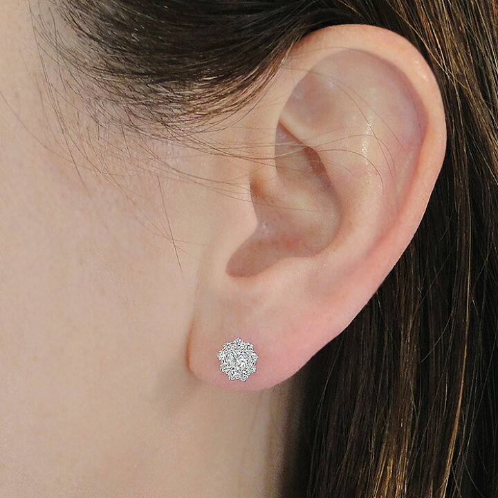楽天市場】pt900【0.7ct】フラワー ダイヤモンド スタッド ピアス 