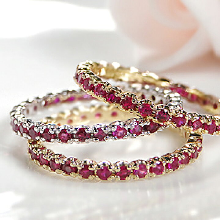 楽天市場】K18WG/YG【0.5ct】ルビー フルエタニティ リングK18 18金 