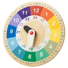 イケア UNDERHALLA ウンデルホラ　木の知育時計, マルチカラー25 cm 子供用品