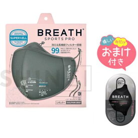 スポーツマスク BREATH SPORTS MASK PRO ブレススポーツマスクプロ グレー 1個＋おまけ（黒）付 ATB-UV+使用 ブレスマスク 冷感効果 手洗い洗濯可能 素早い乾燥 呼吸ラクラク 目玉商品【限定セール中】