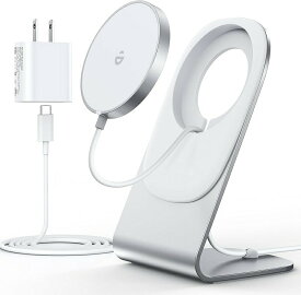 【4/27までクーポン】magsafe充電器 ワイヤレス充電器 マグネット式 iPhone15 14 13 12シリーズ対応 ワイヤレス充電スタンド 20W USB-Cアダプター付属】 USB-Cケーブル付き 急速ワイヤレス充電スタンド