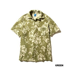 GOOD ON グッドオン GOST2307 RETRO FLOWER D-PILE S/S OPEN TEE SHIRTS レトロフラワー ダブルパイル ショートスリーブ オープンTシャツ メンズ レディース ユニセックス オープンカラー シャツ 春夏 半袖 M L XL オープンカラー 半袖シャツ パイル