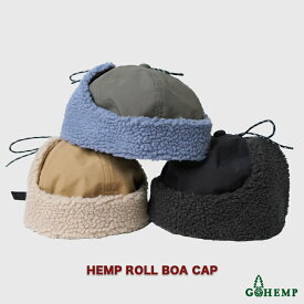 GOHEMP ゴーヘンプ GHG0247BSF HEMP ROLL BOA CAP ヘンプロールボアキャップ メンズ レディース ユニセックス ボアフリース ペットボトルリサイクル素材 イヤーフラップ ロールキャップ 防寒アイテム フリーサイズ