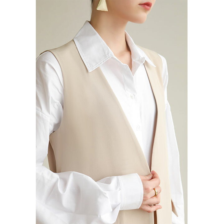 楽天市場】即完売！ロング ジレ ベスト ロング丈 ベージュ レディース 
