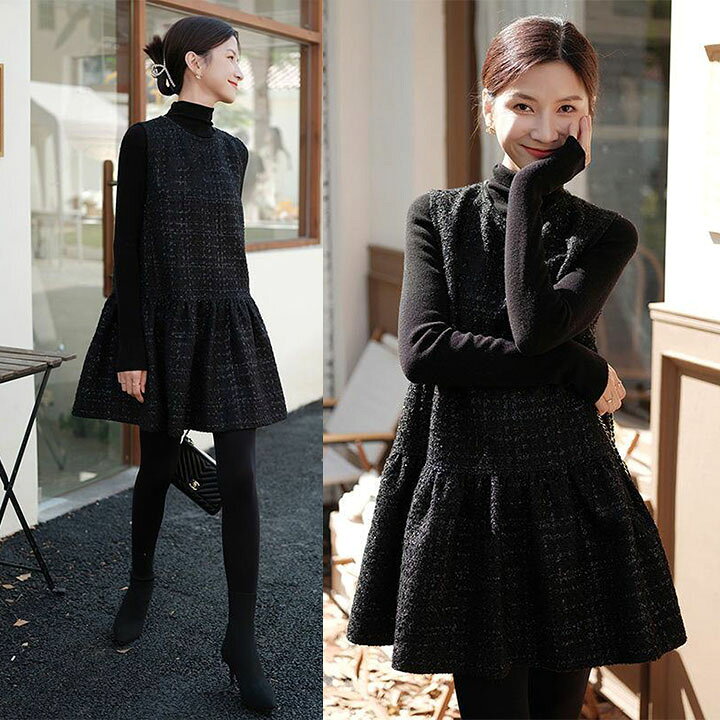 楽天市場】【セレブ愛用】ツイード ワンピース フレア ベスト  