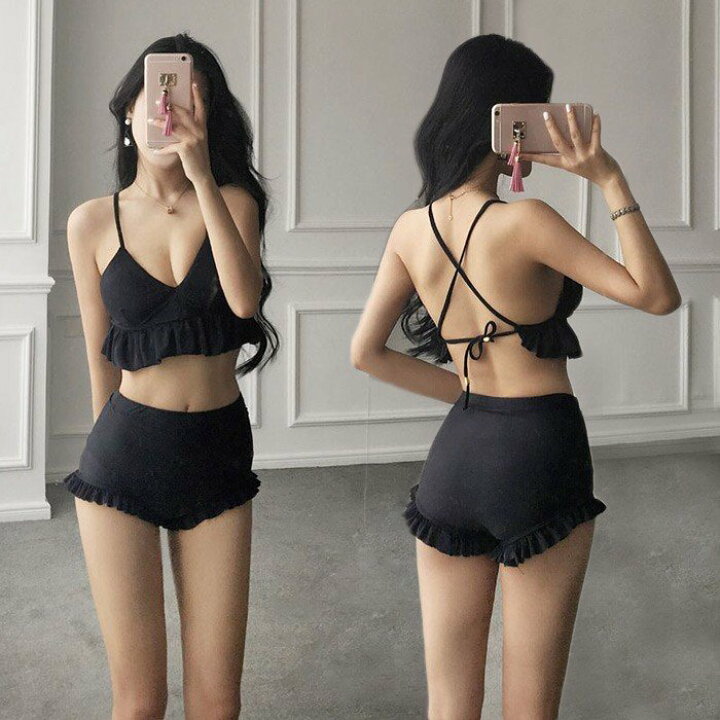 楽天市場 人気 バンドゥ ビキニ 水着 レディース 女の子 可愛い フリル フレア 2点セット バンドゥ 小胸 ワイヤー セクシー かわいい 三角ビキニ 無地 ホルターネック 黒 M L Xl ハイウェスト 水着 体型カバー ハイウェスト Goodprice Dragon 楽天市場 人気 バンドゥ ビキニ 水着 レディース 女の子 可愛い フリル フレア 2点セット バンドゥ 小胸 ワイヤー セクシー かわいい 三角ビキニ 無地 ホルターネック 黒 M L Xl ハイウェスト 水着 体型カバー ハイウェスト Goodprice Dragon