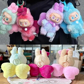 可愛い ラブブ服 リボン 2点セット ふわふわ 秋 冬 バッグチャーム ラブブ ぬい服 17cm ピンク レッド もこもこ コスチューム 韓国風 推し活 プレゼント 着ぐるみ ラブブ着せ替え ぬい撮り ディスプレイ
