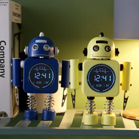 【送料無料】置き時計 目覚まし時計 かわいい デジタル時計 ロボット 置き物 ロボット時計 ユニーク 置時計 静音 お祝い 子供が喜ぶ プレゼント 5色が選べる メモクリップ