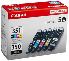 【純正品】 キヤノン（Canon） インクカートリッジ 5色マルチパック 型番：BCI-351+350／5MP 単位：1箱（5色） ds-1100618