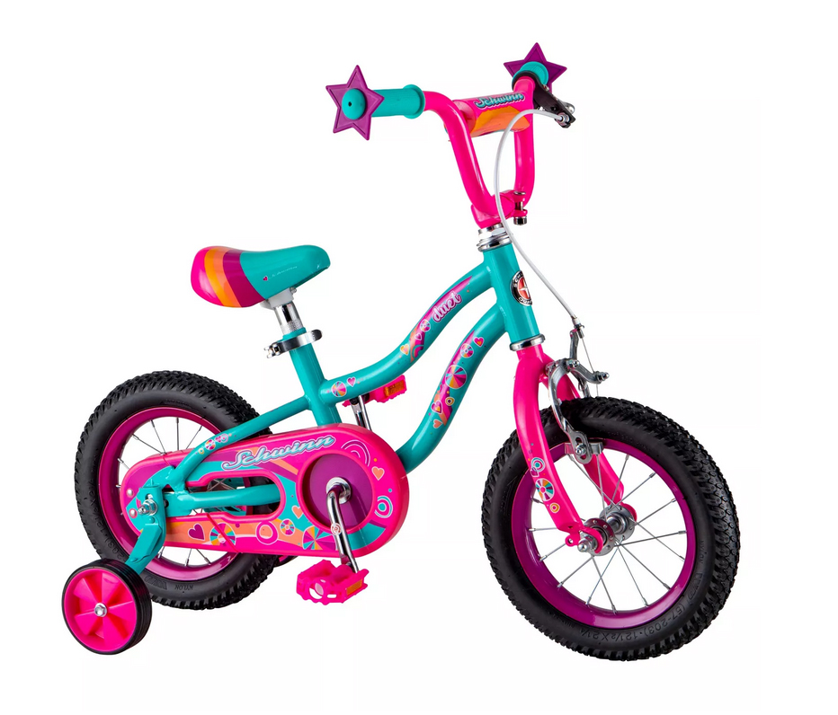 驚きの安さ お祝いやプレゼントにも Schwinn Duet 星ｘピンクｘ紫 アメリカ販売品 12インチ 64％以上節約 子供 自転車 キッズバイク