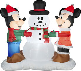 送料無料 ディズニー　ミッキーマウス ミニーマウス　スノーマン　雪だるま　クリスマス エアブロー エアバルーン クリスマス装飾デコレーション ディスプレイ 風船 サンタインツリー 152センチ
