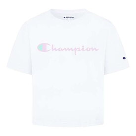 送料無料 チャンピオン Champion Kids 女の子用 ファッション 子供服 Tシャツ Boxy Original Script Short Sleeve Tee (Big Kids) - White