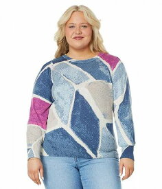 送料無料 ニックアンドゾー NIC+ZOE レディース 女性用 ファッション セーター Plus Size Printed Tiles Femme Sleeve Sweater - Blue Multi