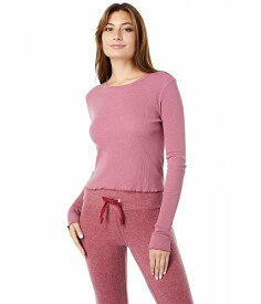送料無料 ワイルドフォックス Wildfox レディース 女性用 ファッション Tシャツ Ren 2X1 Rib Long Sleeve Tee - Pigment Dry Rose