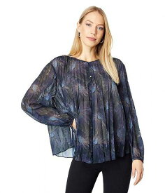 送料無料 ヴィンス Vince レディース 女性用 ファッション ブラウス Deco Floral Pleated Blouse - Lazuli